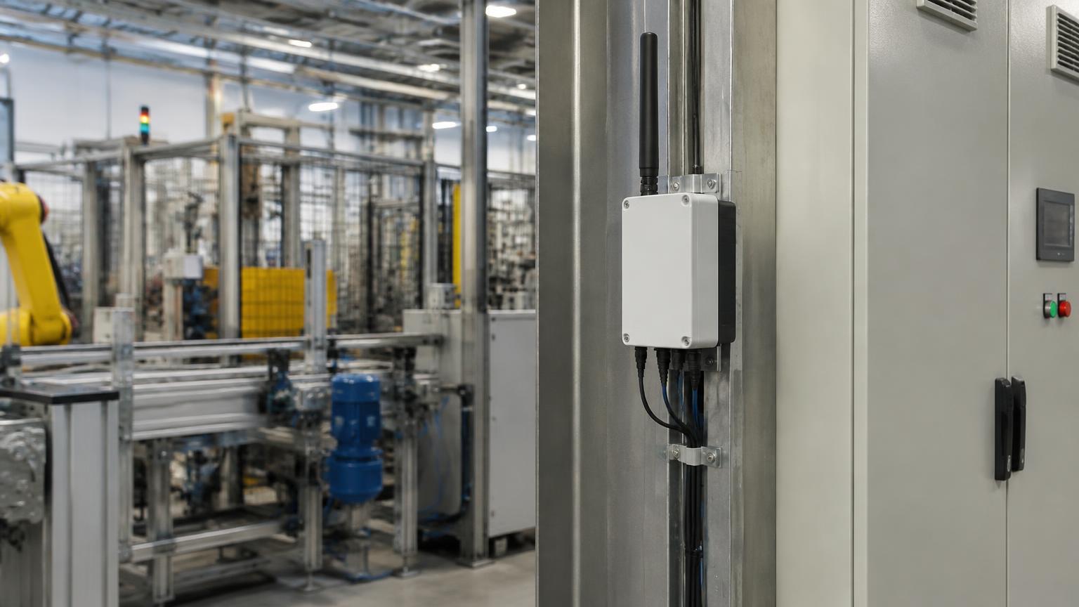 A LoRa gateway in an industrial facility connecting measurement data to a monitoring system